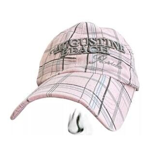 St. Augustine Beach Florida Cap Adult Adjustable Pink Spell Out Hat Resort wear